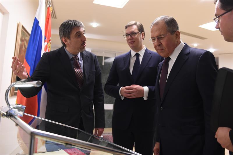 Ministar inostranih poslova Ruske Federacije Sergej Lavrov i predsednik Srbije Aleksandar Vucic u Vili Mir