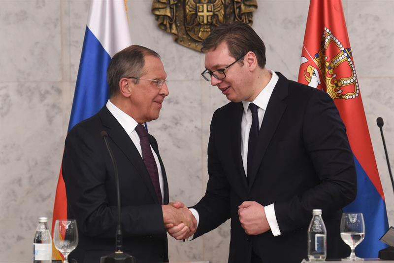 КЗН ministar inostranih poslova Ruske Federacije Sergej Lavrov i predsednik Srbije Aleksandar Vucic u Vili Mir