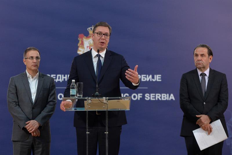 Vucic daje izjave medijima nakon sednice Saveta za nacionalnu bezbednost.