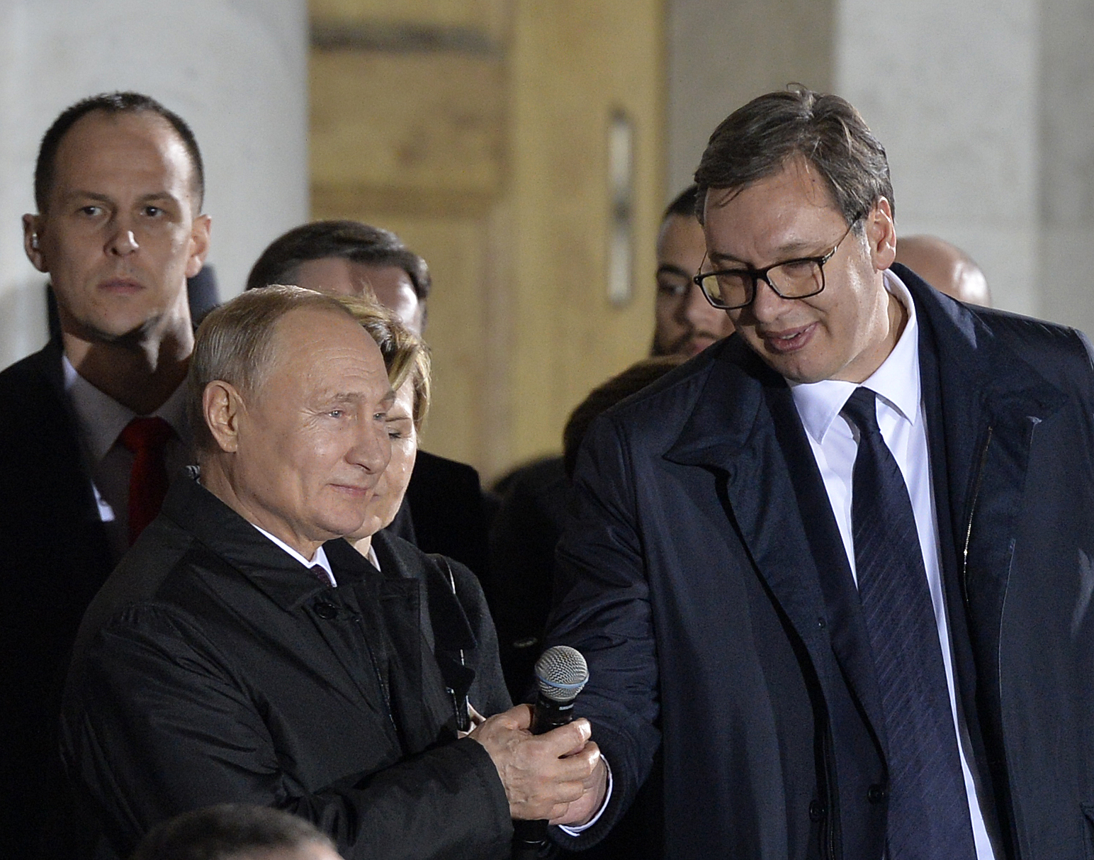 Predsednik Ruske Federacije Vladimir Putin i predsednik Srbije Aleksandar Vucic ispred Hrama Svetog Save