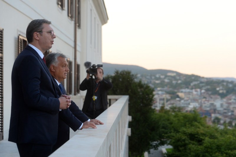 Predsednik Aleksandar Vucic sa madjarskim premijerom Orbanom.