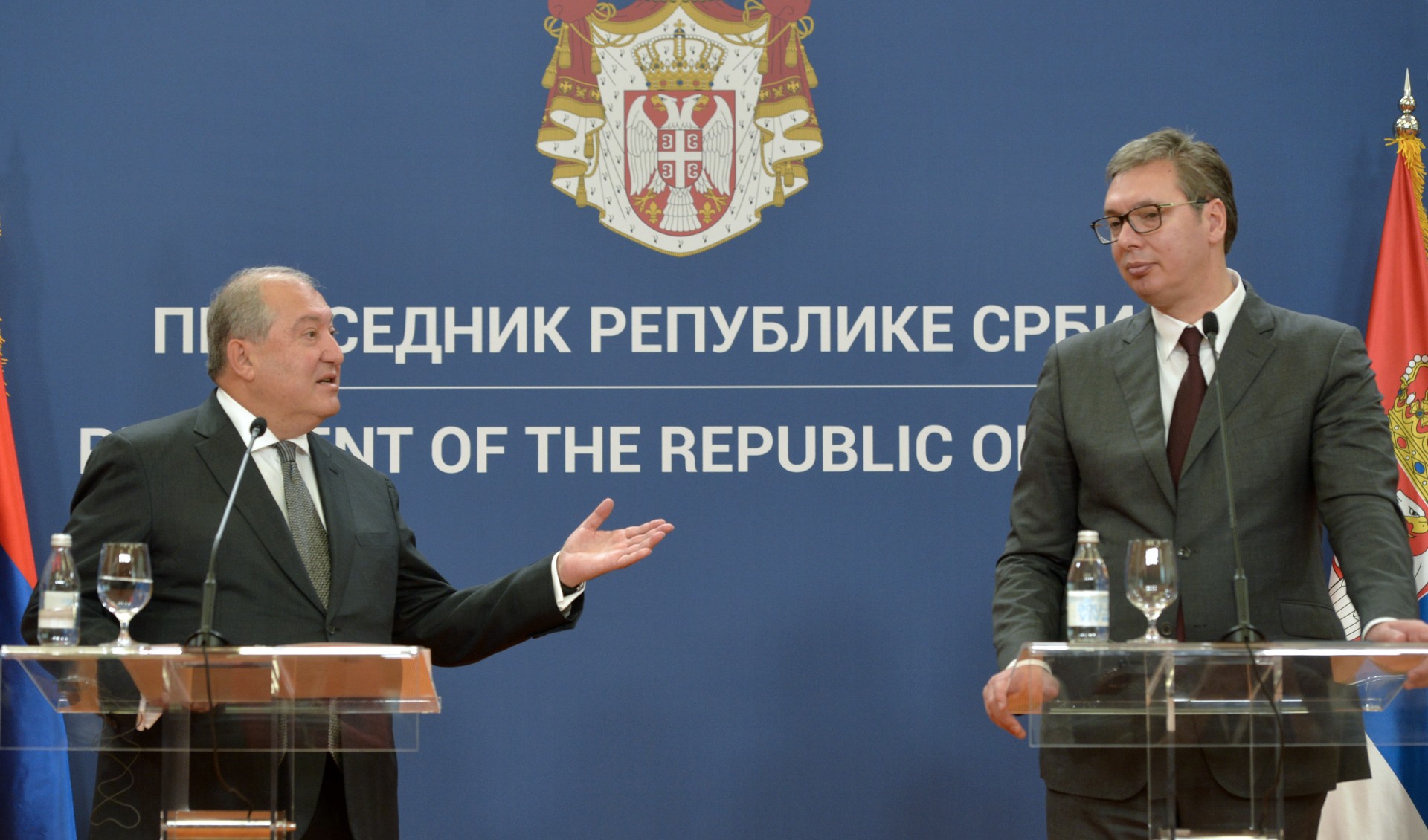 Predsednik Srbije Aleksandar Vucic sa predsednikom Jermenije Armenom Sarkisijanom
