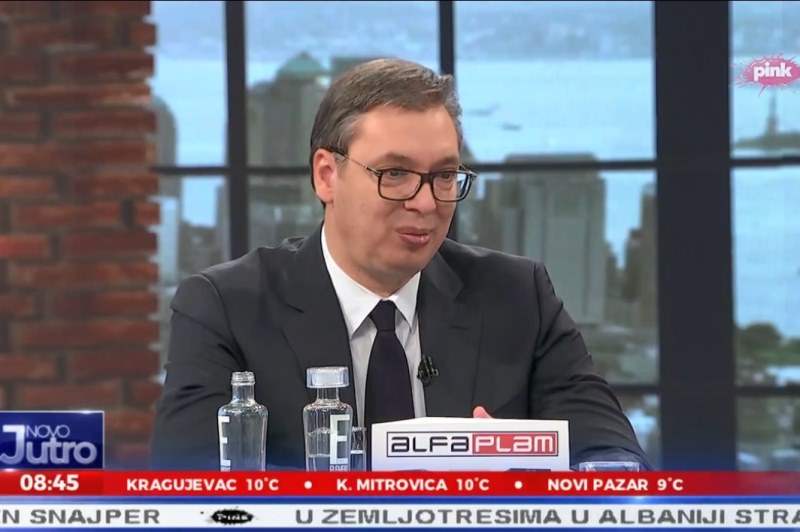 Председник Србије Александар Вучић у емисији "Ново Јутро" на телевизији Пинк.