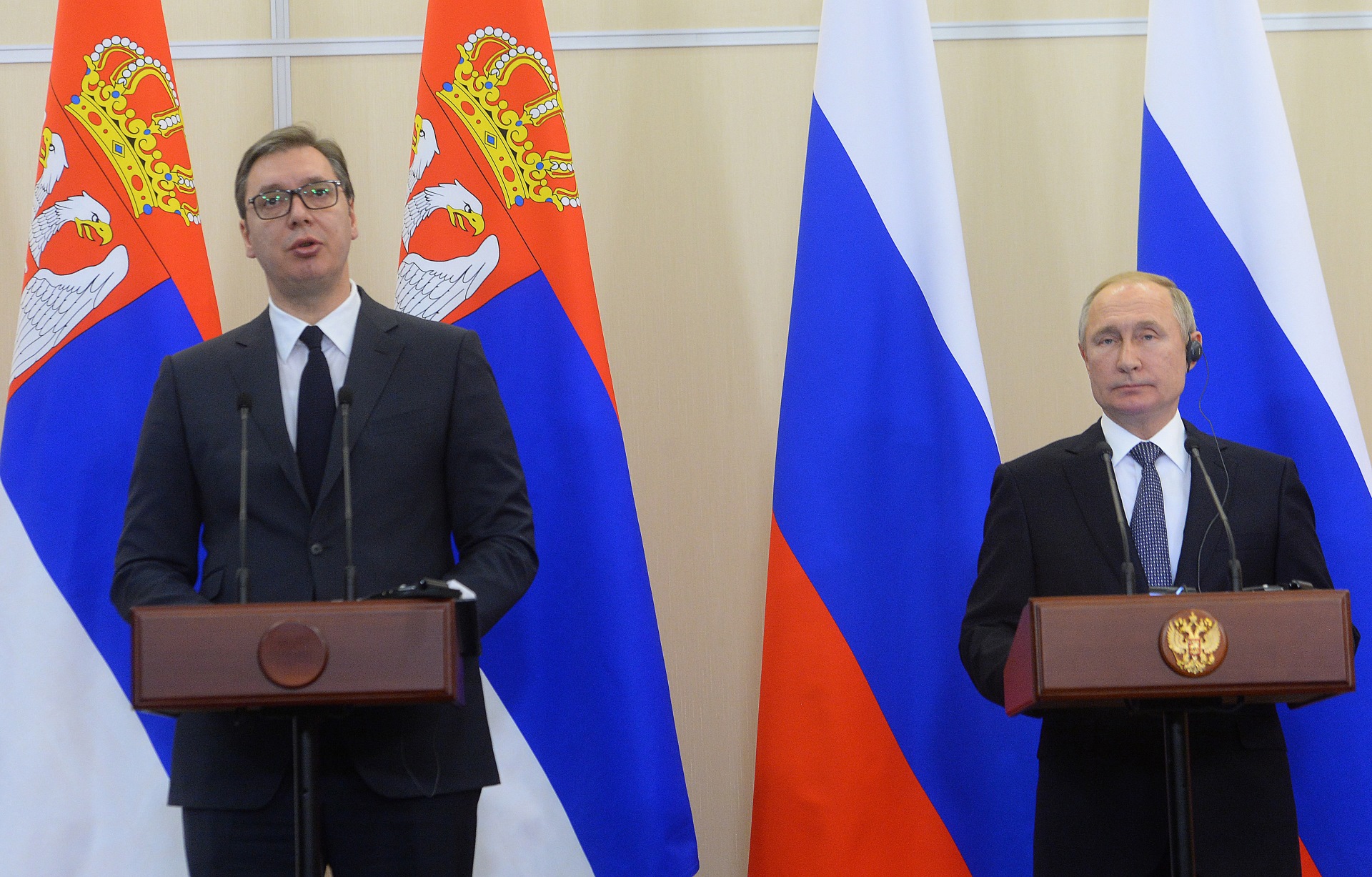 Vucic i Putin - zajednicka pres konferencija u Sociju 04.12.2019. godine