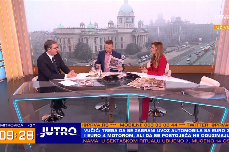 Председник Србије Александар Вучић у емисији "Јутро" на ТВ Прва.