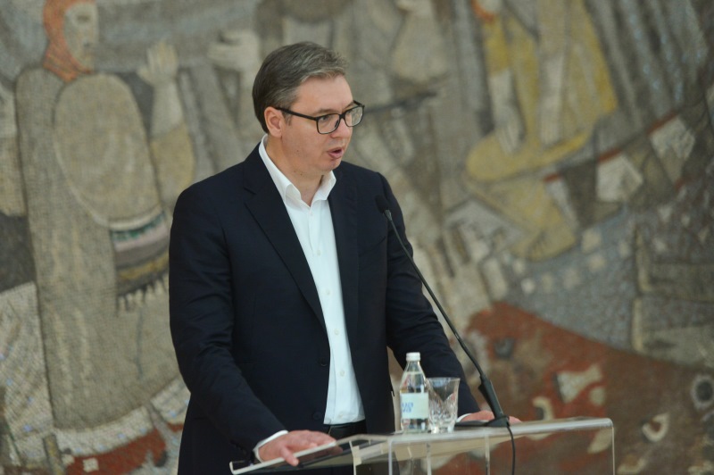 Председник Србије Александар Вучић после седнице Савета за националну безбедност.