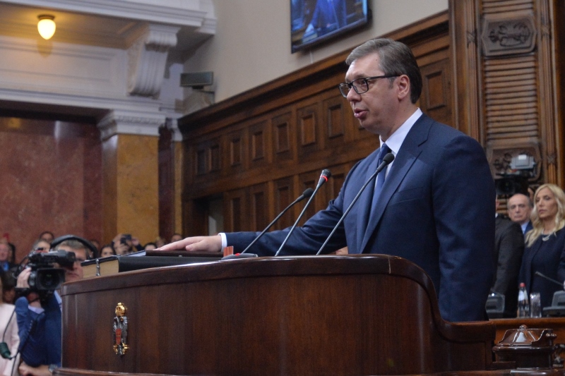 Председник Србије Александар Вучић на полагању заклетве поводом почетка другог председничког мандата.