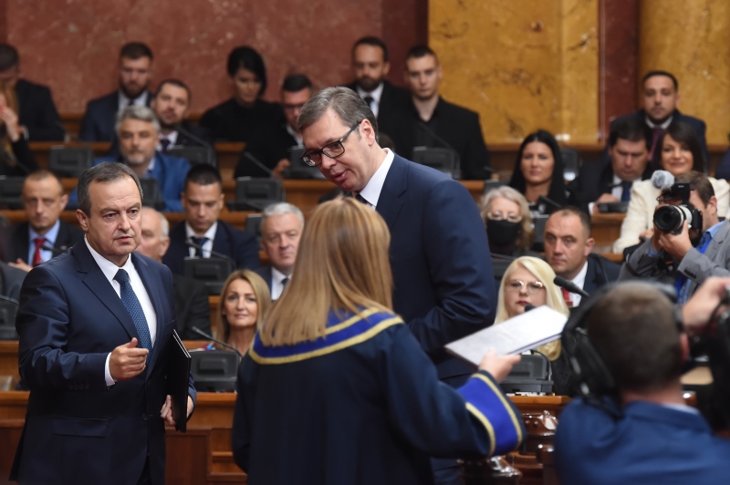 Председник Србије Александар Вучић после полагања заклетве.
