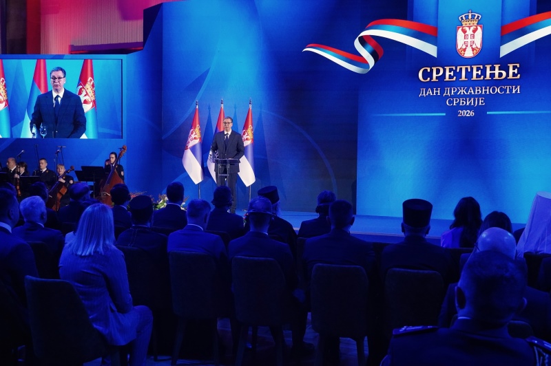 Predsednik Srbije Aleksandar Vucic sretenje spaja veru, vitestvo i ustavotvornost